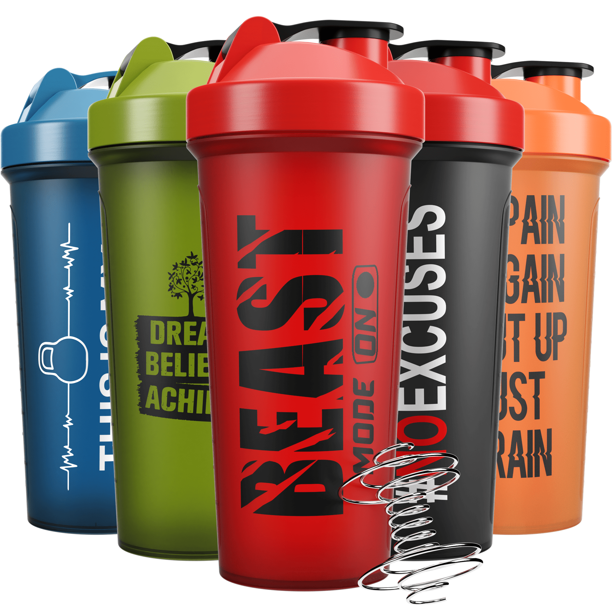 JEELA SPORTS 5 PACK Protein Shaker Bottles for Protein Mixes -24