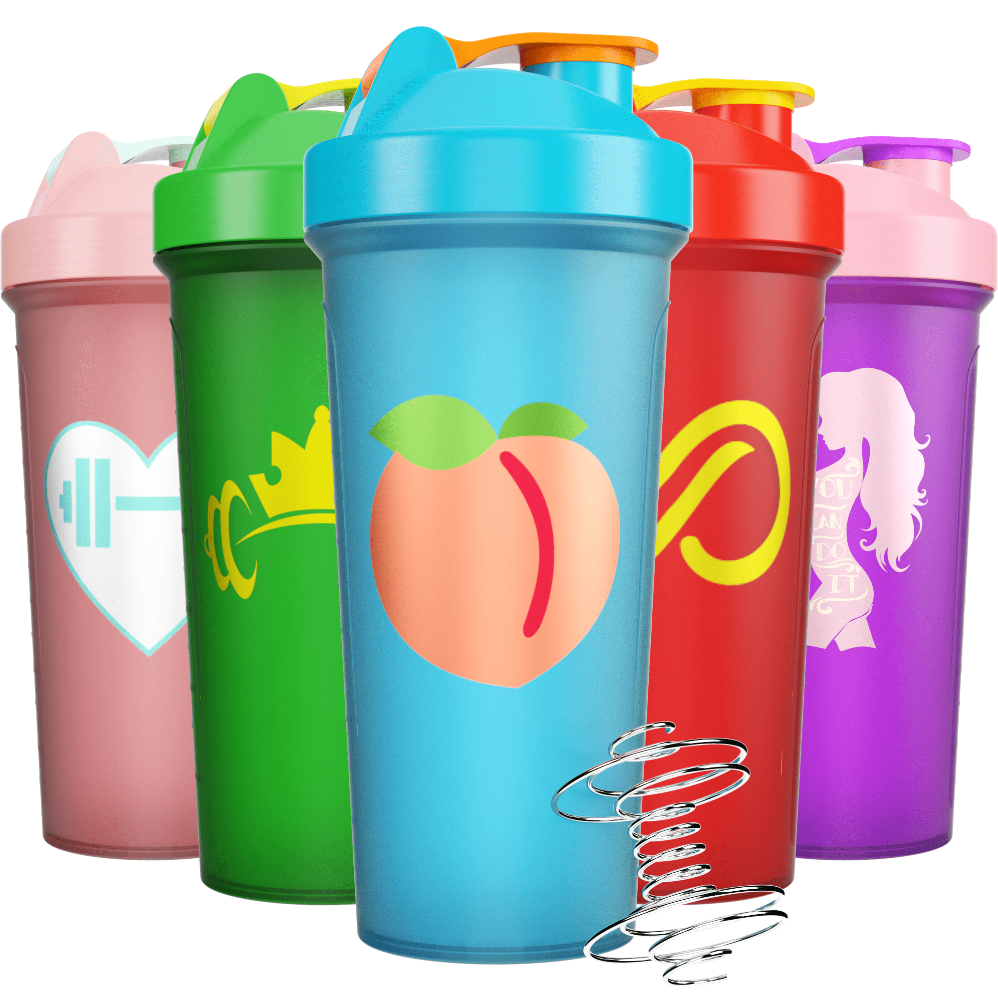JEELA Sports 5 Pack Protein Shaker Bottles for Protein Mixes -20 oz- Dishwasher Safe Shaker Cups for Protein Shakes - Shaker Cup for Blender Protein
