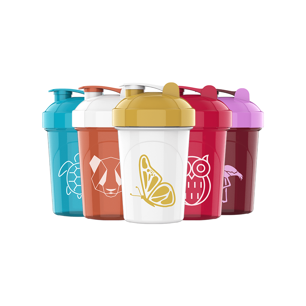 JEELA Sports 5 Pack Protein Shaker Bottles for Protein Mixes -24 oz- Dishwasher Safe Shaker Cups for Protein Shakes - Shaker Cup for Blender Protein